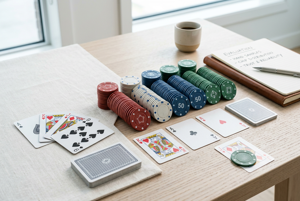 Detailný pohľad na pokerové prvky symbolizujúce odborné hodnotenie a analýzu